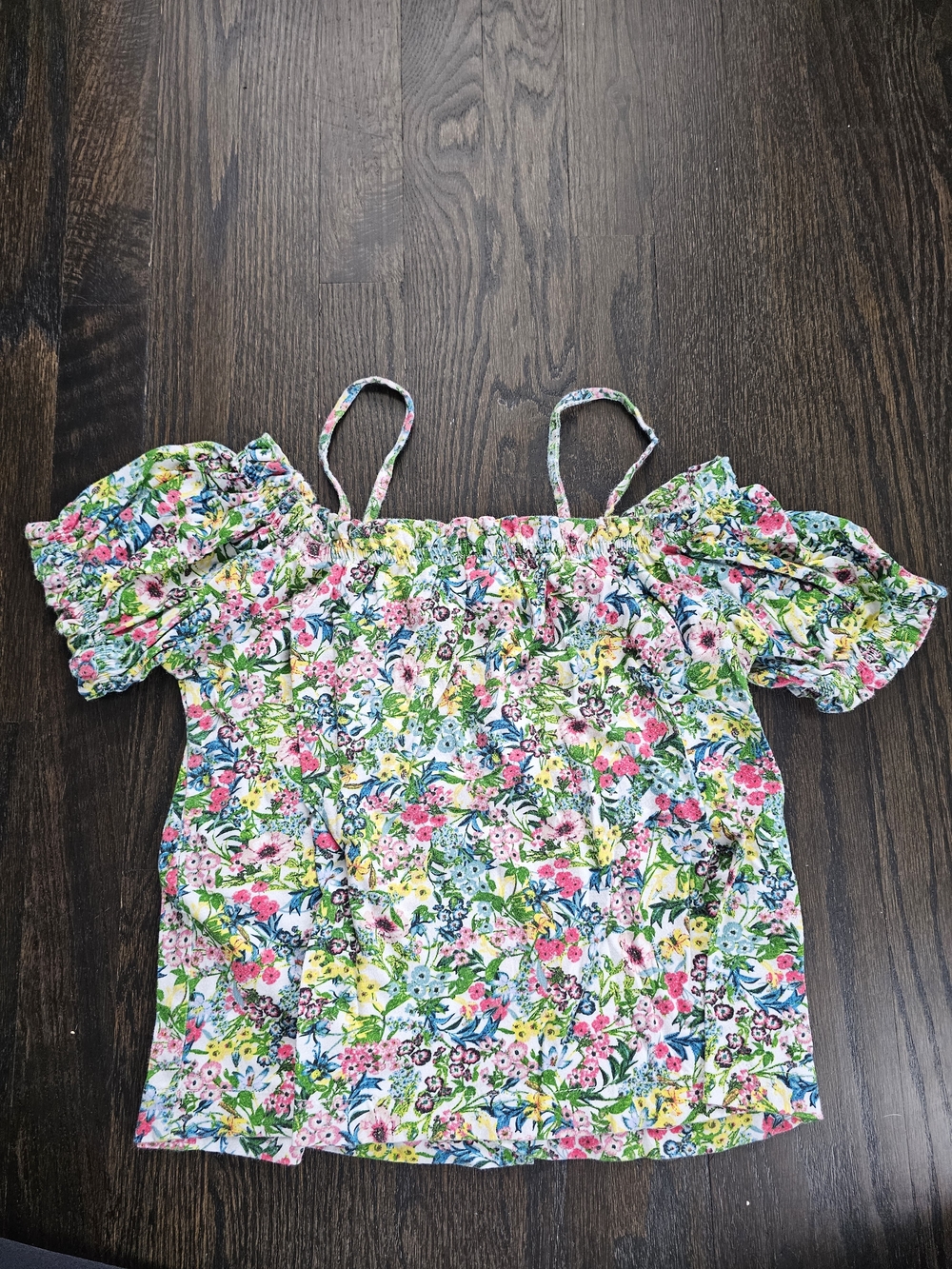 H&M Floral Off-Shoulder Camisole in Pink, Green, Blue